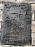 Close-up of the Mormon Battalion Monument plaque