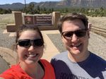 Brent and Tayler take a selfie in front of Pecos National Historical Park sign