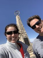 Brent and Tayler taking a selfie in front of the Mormon Battalion Monument